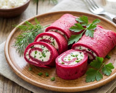 Clătite umplute cu sfeclă roșie