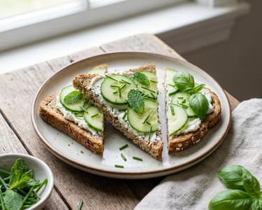 Sandvișuri cu castraveți și brânză de capră