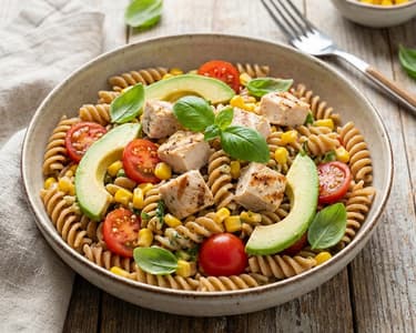 Salată de paste cu pui și avocado