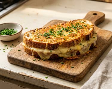 Sandviș Grilled Cheese cu crustă de brânză și pâine cu maia