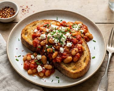 Fasole picantă pentru micul dejun cu feta