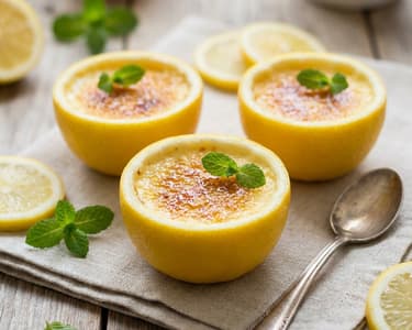 Crème Brûlée cu lămâie în coajă de fruct
