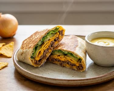 Wrap cheeseburger crocant cu nachos