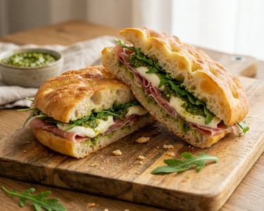 Sandviș Focaccia cu Prosciutto și Mozzarella