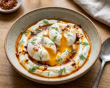 Ouă turcești cu iaurt și unt picant