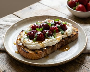 Toast cu maia și căpșuni glasate | Mic dejun gourmet