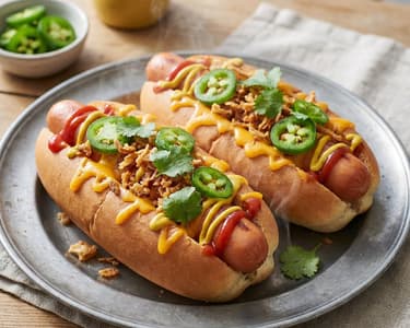 Loaded hot dog with cheddar | Quick and delicious
