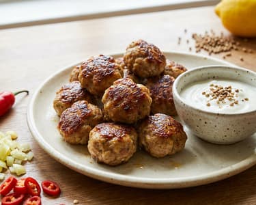 Meatballs with coriander sauce (dip)