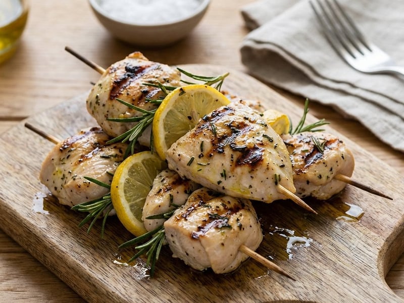 Grilled chicken breast with rosemary and lemon