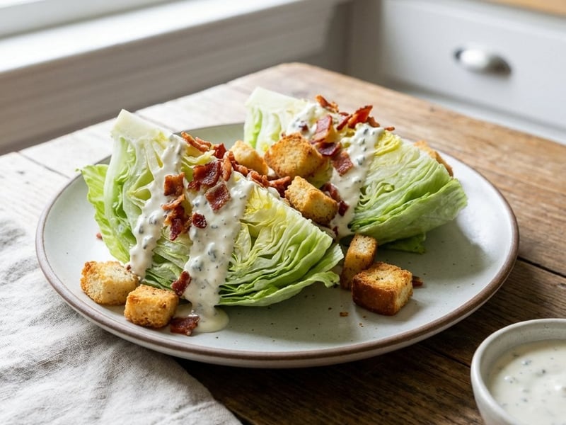 Iceberg lettuce with blue cheese dressing