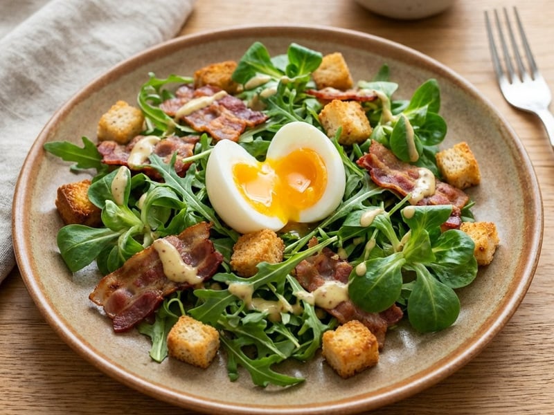Salată cu ou și bacon crocant