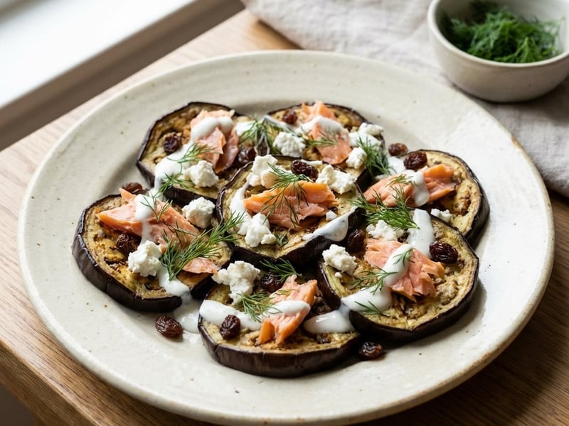 Eggplant with Smoked Salmon and Goat Cheese