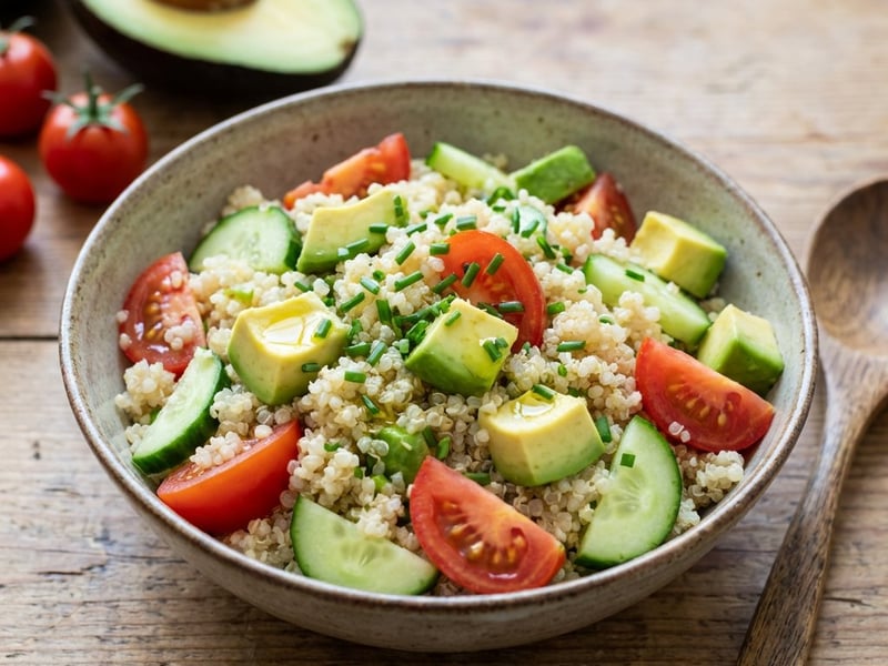 Salată de quinoa cu legume și avocado