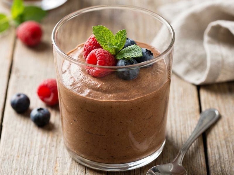 Mousse de ciocolată cu fructe