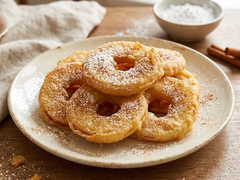 Fried apples in fine batter