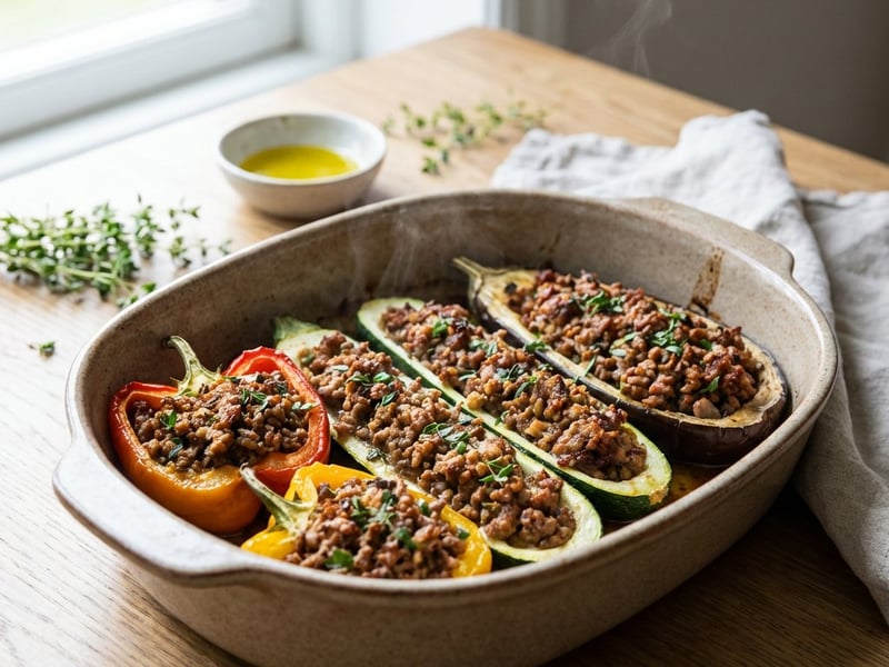 Legume la cuptor umplute cu carne tocată
