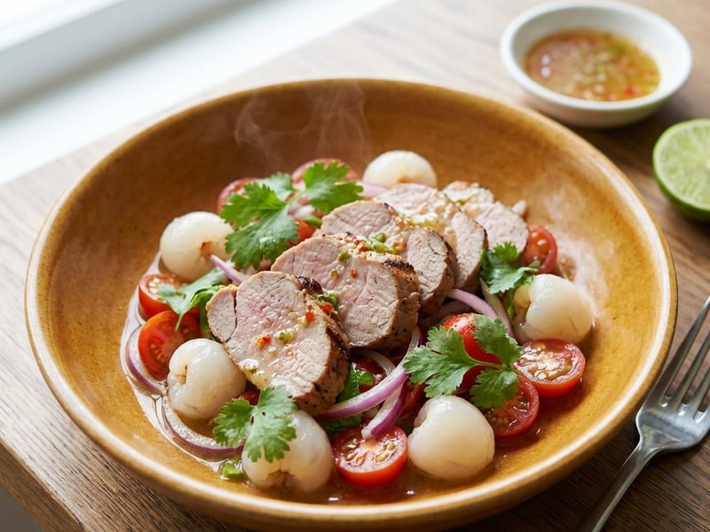 Pork Tenderloin Salad with Lychee