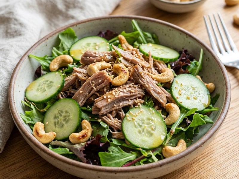 Pulled Pork Salad with Asian Flavored Cucumbers