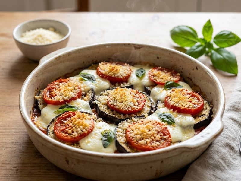 Baked Eggplant with Mozzarella and Tomatoes