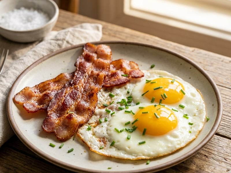 Ouă ochiuri cu bacon