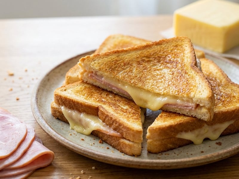 Hot sandwiches with ham and cheese