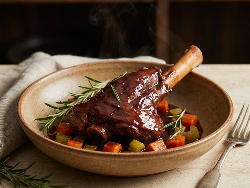 Lamb Shank with Red Wine and Root Vegetables