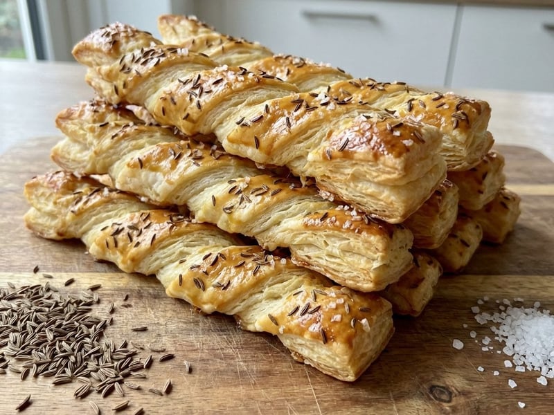 Crispy Puff Pastry Sticks with Caraway