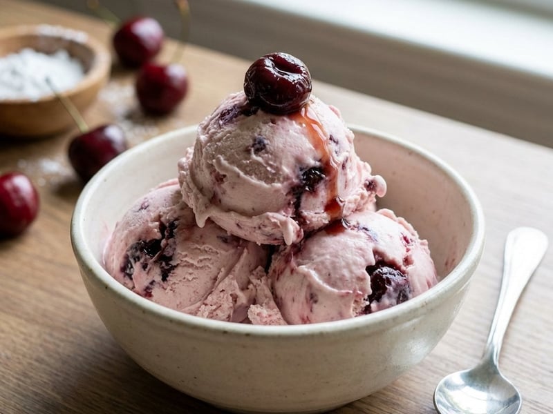 Cherry ice cream with mascarpone