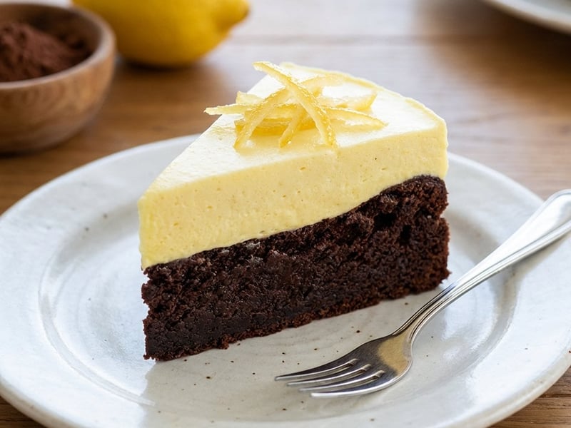 Tort de ciocolată cu mousse de lămâie