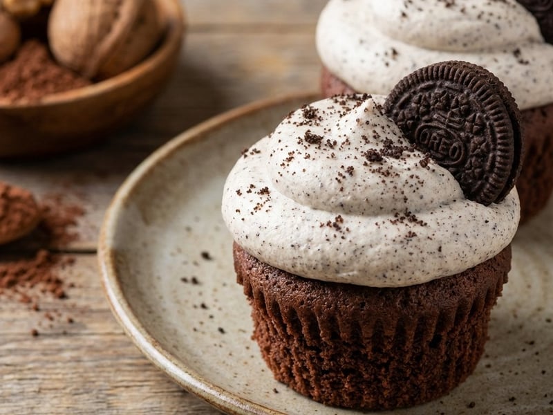 Oreo Cupcakes with Mascarpone Cream