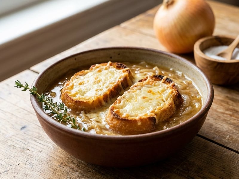 French Onion Soup with Cheese Croutons