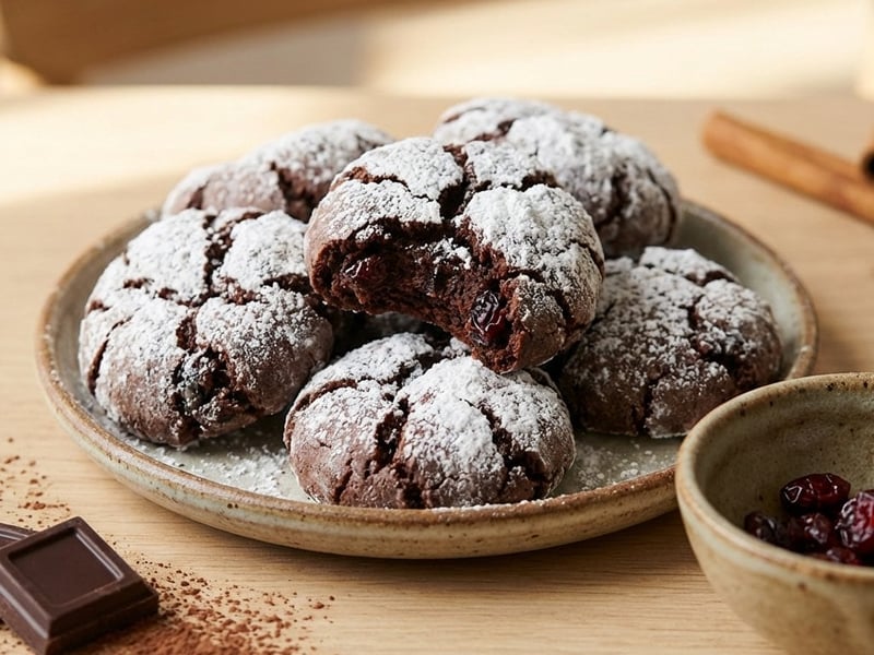 Crinkles cu ciocolată și merișoare