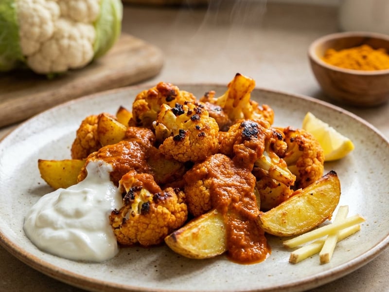 Conopidă Tandoori la cuptor cu cartofi wedges