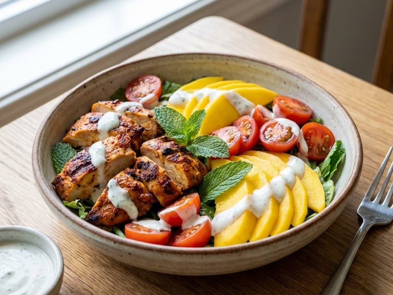 Tandoori Chicken Salad with Mango and Mint Yogurt