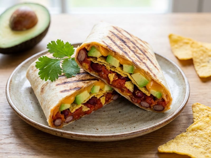 Tortilla mexicană crocantă cu fasole și avocado