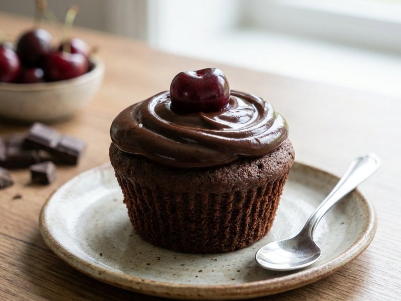 Simple Chocolate and Sour Cherry Cupcakes