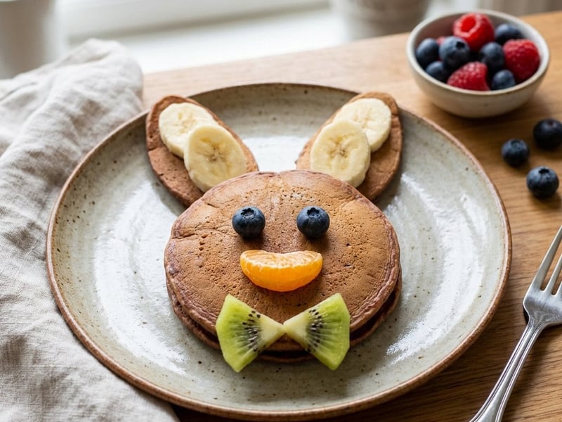 Fluffy Cocoa Pancakes in the Shape of a Bunny