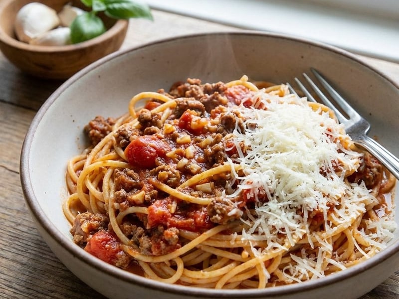 One-Pot Spaghetti with Tomato Sauce and Beef