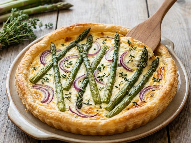 Tartă cu sparanghel verde și ricotta | Rețetă de primăvară