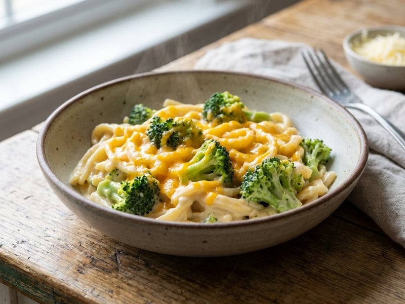 Paste cremoase cu brânză și broccoli (One-Pot)