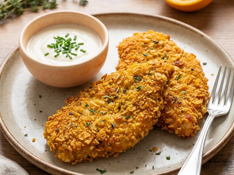 Șnițele de pui fără gluten cu ierburi și dip de portocale