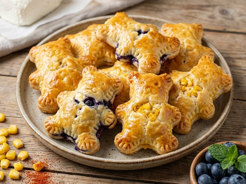 Bear-shaped puff pastry pockets