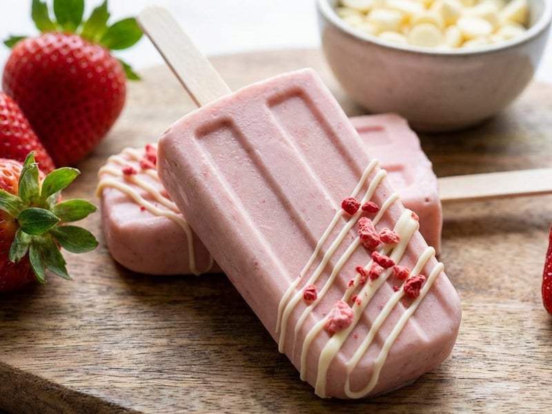 Strawberry and Cream Popsicles