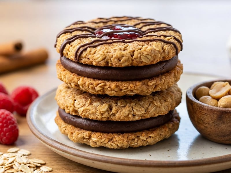 Oatmeal Cookies with Peanut Butter and Raspberry