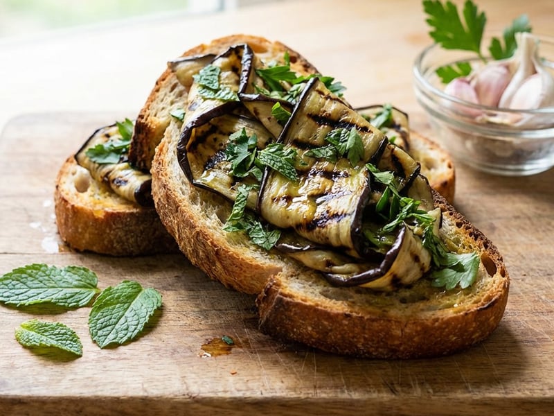 Bruschetta with Eggplant and Fresh Herbs