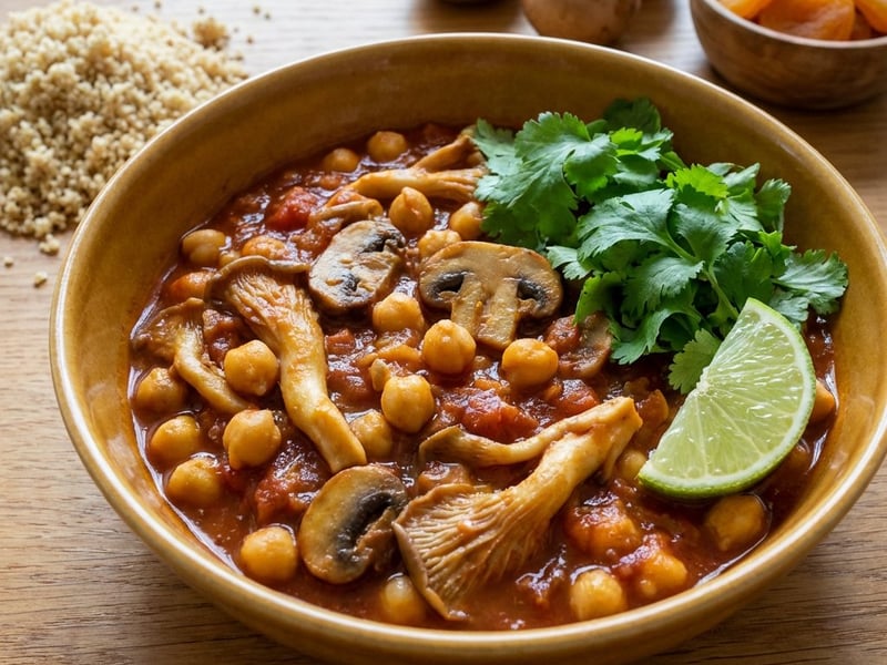 Vegetarian Dish with Chickpeas and Oyster Mushrooms