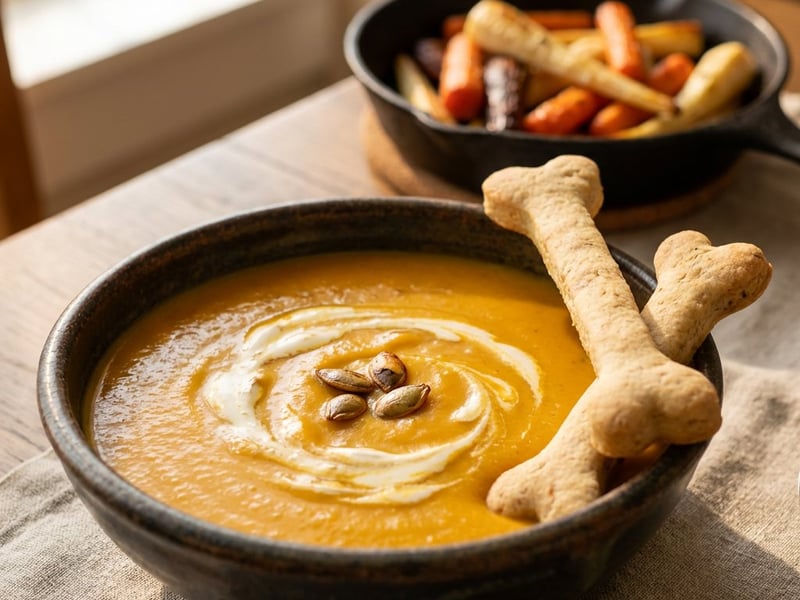 Halloween Soup with Pumpkin and Roasted Vegetables
