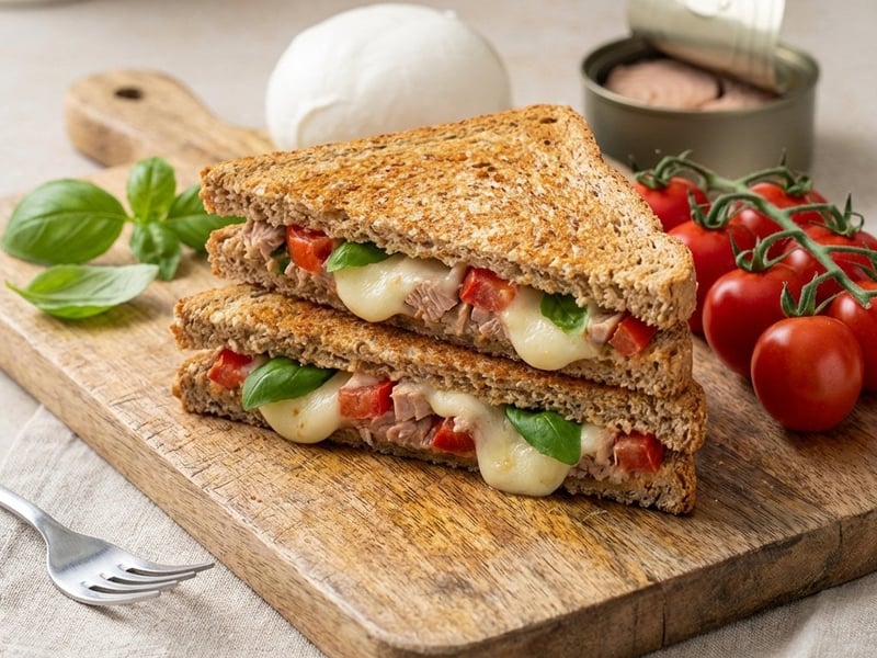 Quick toast with tuna and mozzarella
