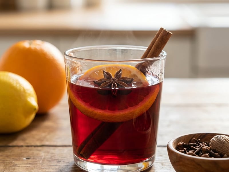 Vin fiert aromat cu citrice și brandy