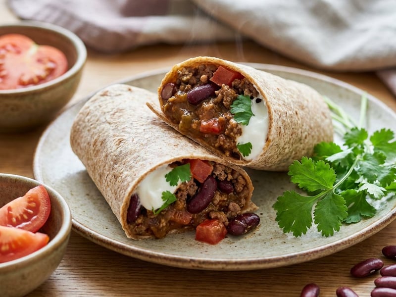 Burrito cu vită și fasole roșie